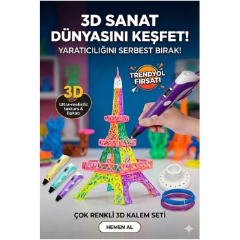® Yeni Ürün 3D Kalem Seti (MOR ) Dijital Göstergeli + 3 Renk Filament Hediyeli Eğitici Yazıcı ABS/PLA Uyumlu